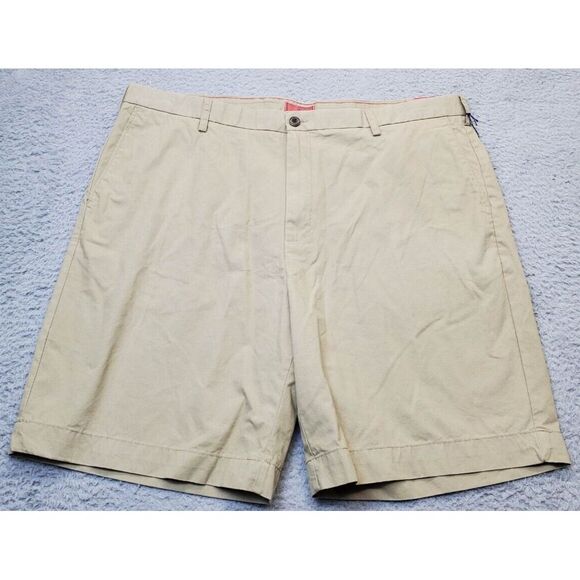 Arrow Khakis Shorts Mens Size 42 Tan Cotton High Rise Slash Pockets Flat Front - Picture 1 of 15